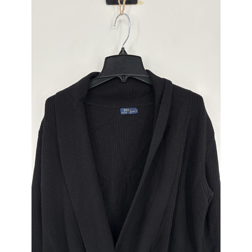 Polo Ralph Lauren Merino Wool Cashmere Ribbed Knit Open Front Cardigan Sweater M - Picture 3 of 6